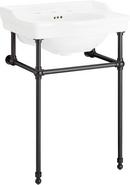 24 x 19 in. Console Bathroom Sink with Brass Stand in Matte Black 