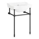 24 x 19 in. Console Bathroom Sink with Brass Stand in Matte Black 