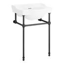 24 x 19 in. Console Bathroom Sink with Brass Stand in Matte Black 