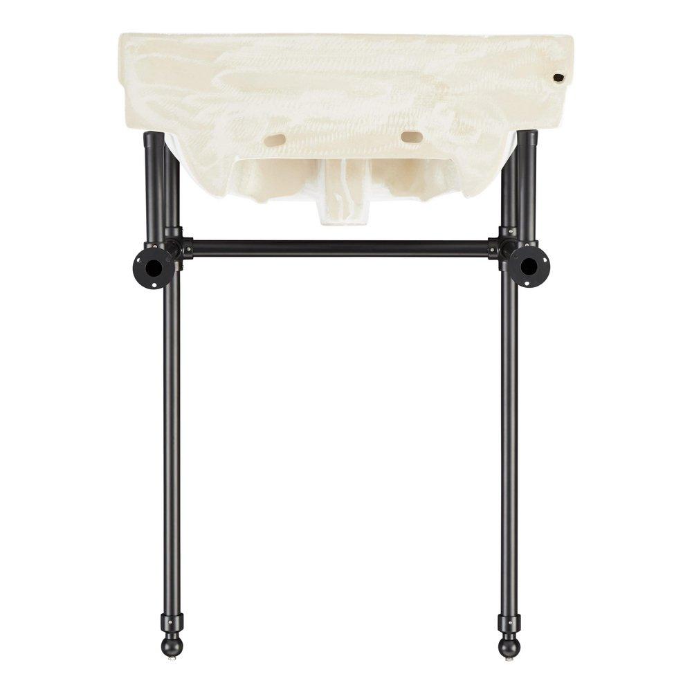 24 x 19 in. Console Bathroom Sink with Brass Stand in Matte Black 