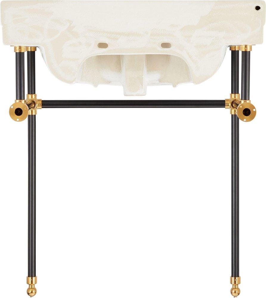 30 x 22 in. Console Bathroom Sink with Brass Stand in Black and Gold 