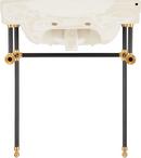30 x 22 in. Console Bathroom Sink with Brass Stand in Black and Gold 