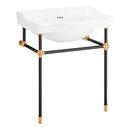 30 x 22 in. Console Bathroom Sink with Brass Stand in Black and Gold 