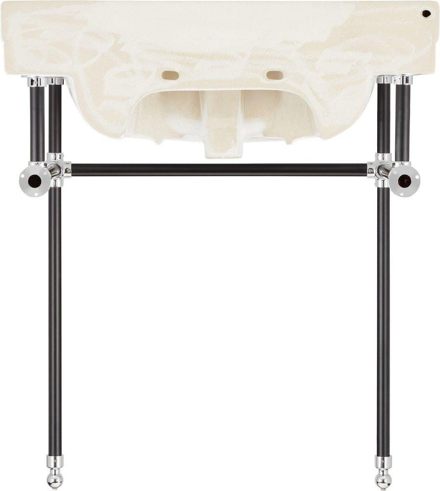 30 x 22 in. Console Bathroom Sink with Brass Stand in Black and Gold 