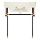 30 x 22 in. Console Bathroom Sink with Brass Stand in Black and Gold 