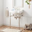 24 x 19 in. Console Bathroom Sink with Brass Stand in Polished Nickel