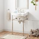 24 x 19 in. Console Bathroom Sink with Brass Stand in Polished Nickel 