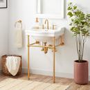 24 x 19 in. Console Bathroom Sink with Brass Stand in Polished Nickel 