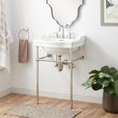 24 x 19 in. Console Bathroom Sink with Brass Stand in Polished Nickel 