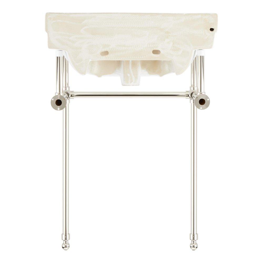 24 x 19 in. Console Bathroom Sink with Brass Stand in Polished Nickel 