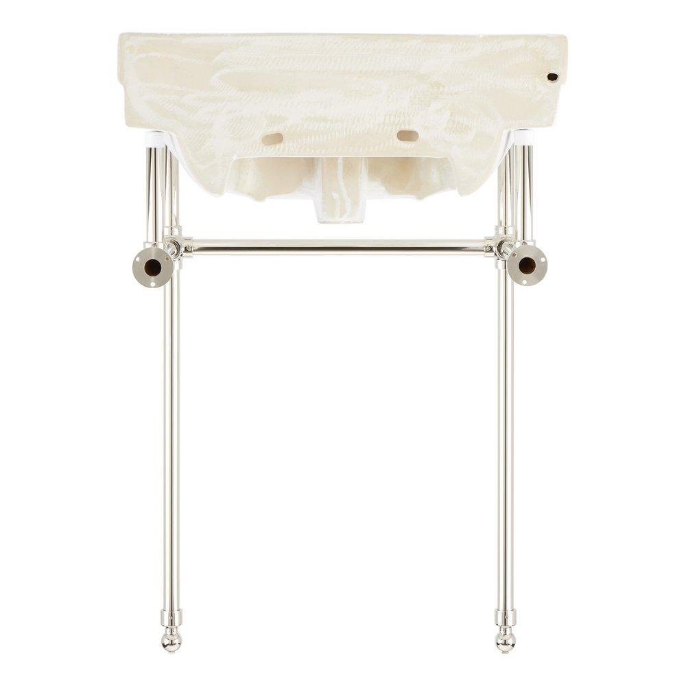 24 x 19 in. Console Bathroom Sink with Brass Stand in Polished Nickel 