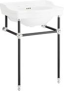 24 x 19 in. Console Bathroom Sink with Brass Stand in Black and Gold 