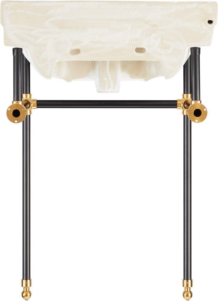 24 x 19 in. Console Bathroom Sink with Brass Stand in Black and Gold 