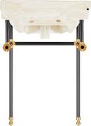 24 x 19 in. Console Bathroom Sink with Brass Stand in Black and Gold 