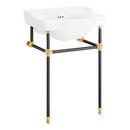 24 x 19 in. Console Bathroom Sink with Brass Stand in Black and Gold 