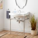 30 x 22 in. Console Bathroom Sink with Brass Stand in Brushed Nickel 