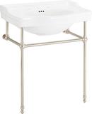 30 x 22 in. Console Bathroom Sink with Brass Stand in Brushed Nickel 