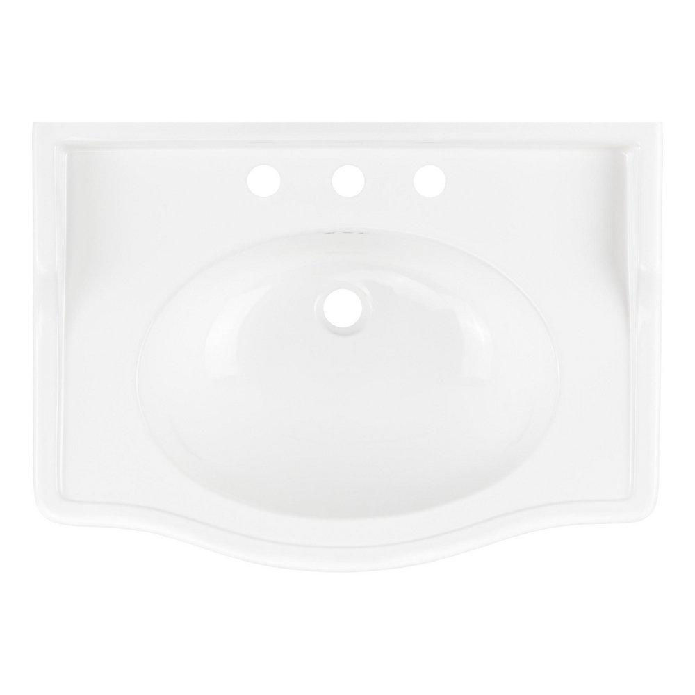 30 x 22 in. Console Bathroom Sink with Brass Stand in Brushed Nickel 