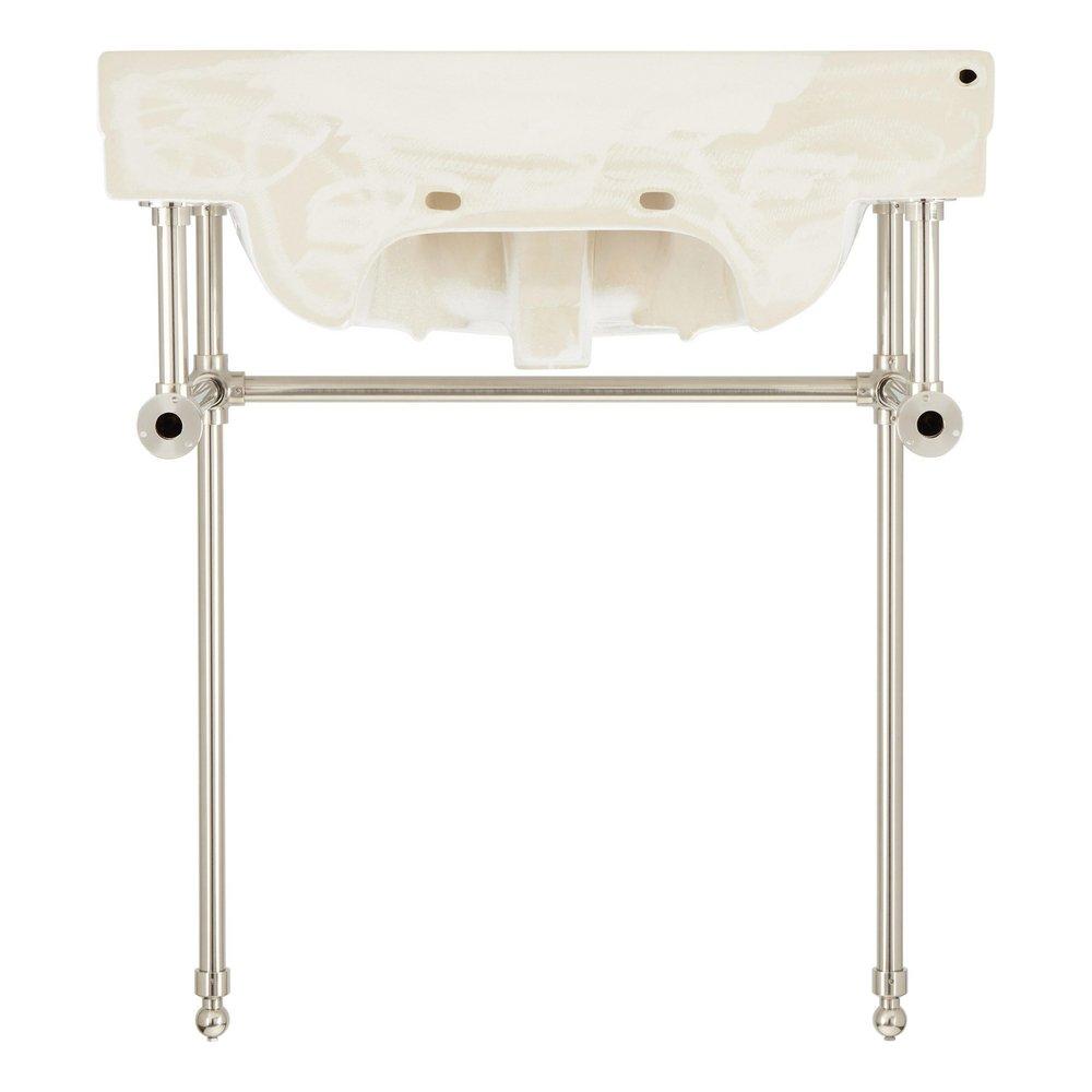 30 x 22 in. Console Bathroom Sink with Brass Stand in Brushed Nickel 