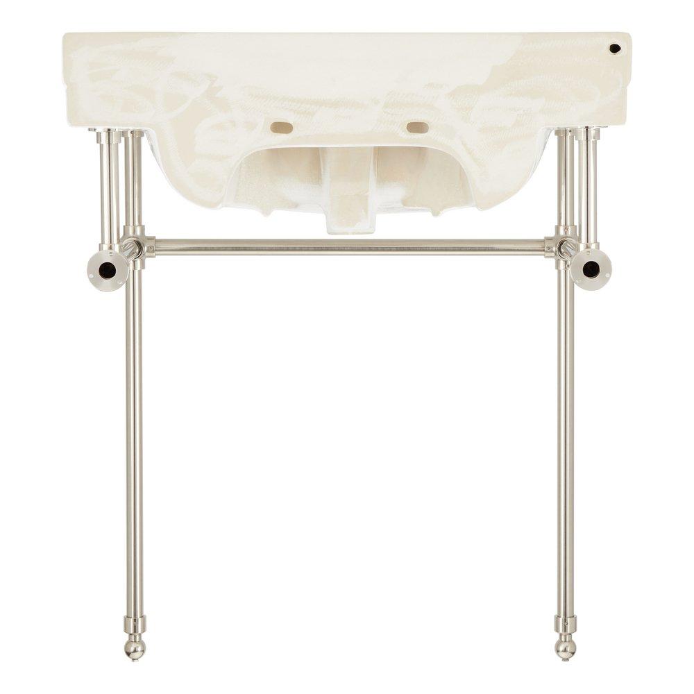 30 x 22 in. Console Bathroom Sink with Brass Stand in Brushed Nickel 