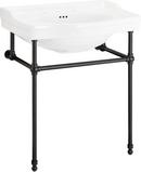 30 x 22 in. Console Bathroom Sink with Brass Stand in Brushed Gold 