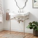 30 x 22 in. Console Bathroom Sink with Brass Stand in Brushed Gold 
