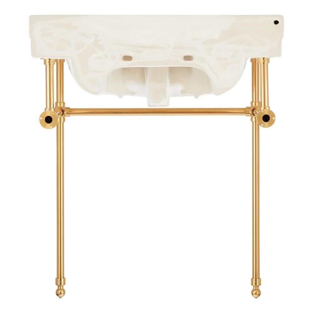30 x 22 in. Console Bathroom Sink with Brass Stand in Brushed Gold 