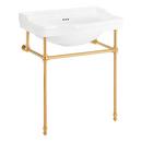 30 x 22 in. Console Bathroom Sink with Brass Stand in Brushed Gold 
