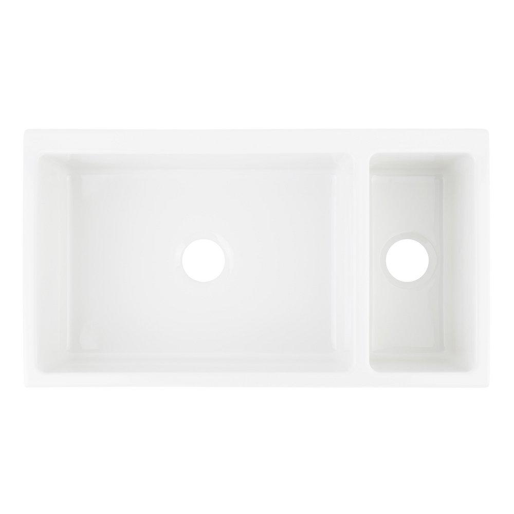 36 in. Farmhouse Fireclay Double Bowl Kitchen Sink in White 