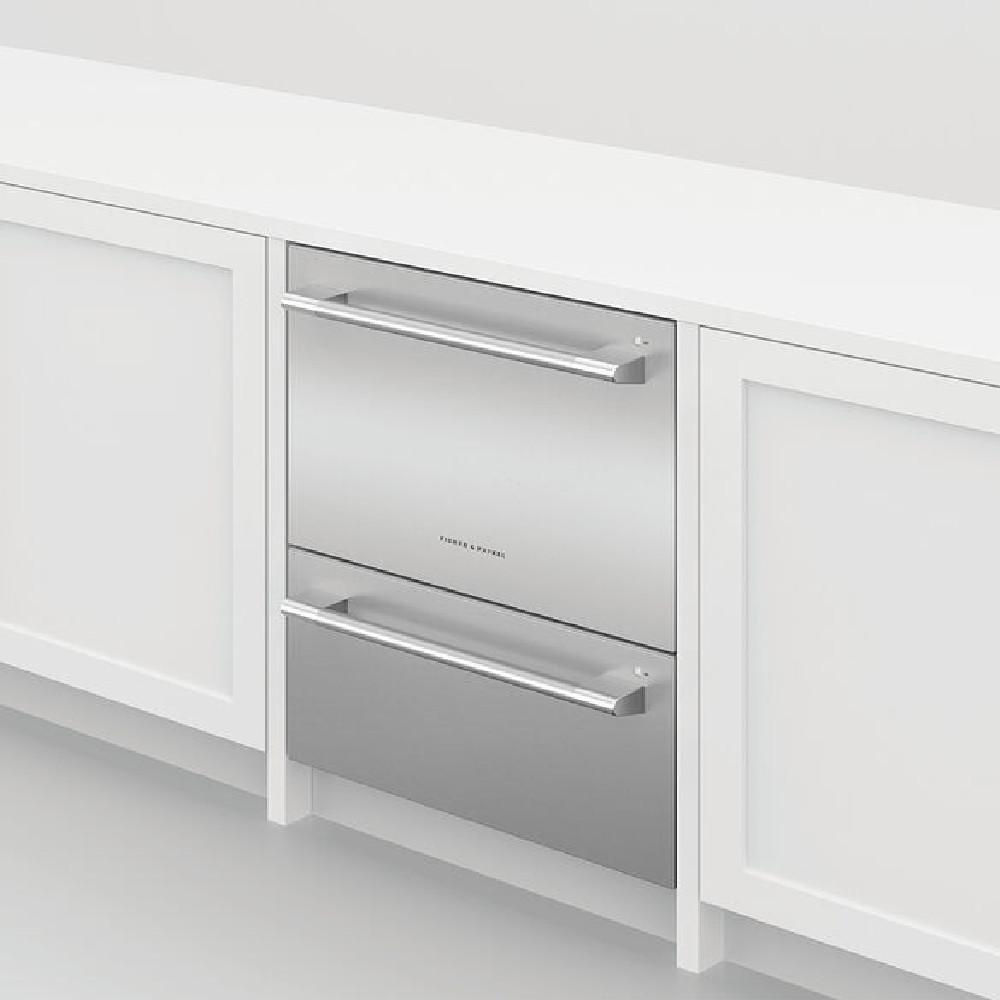 STAINLESS STEEL DOUBLE DISHDRAWER FULL SIZE STAINLESS INTERIOR PROFESSIONAL HANDLE 