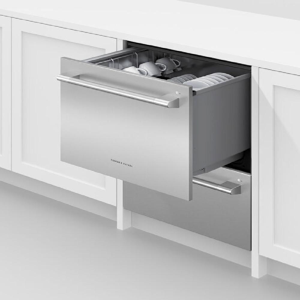 STAINLESS STEEL DOUBLE DISHDRAWER FULL SIZE STAINLESS INTERIOR PROFESSIONAL HANDLE 