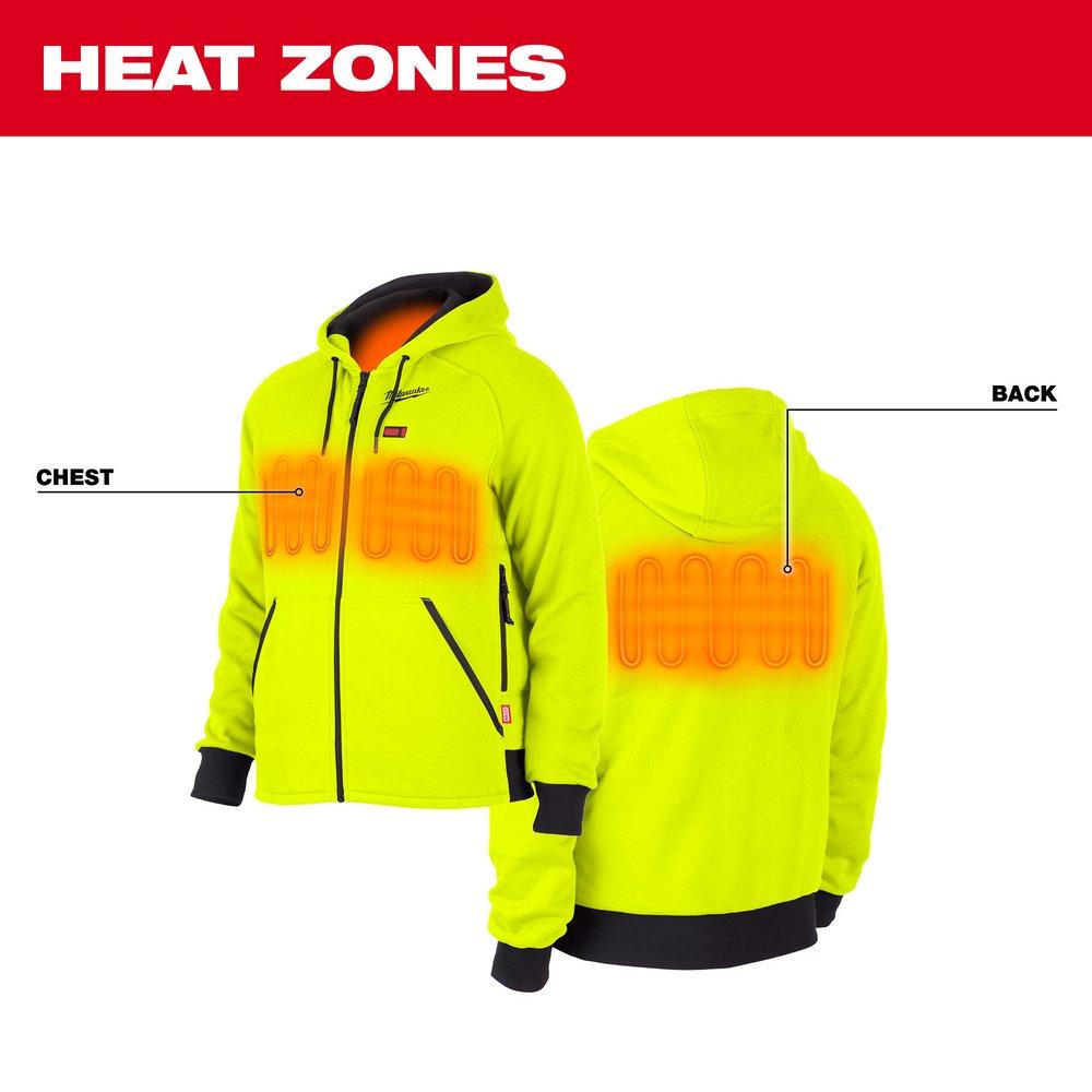 Milwaukee&reg; High Visibility Yellow Redlithium&trade; Polyester Heated Hoodie in High Visibility Yellow 