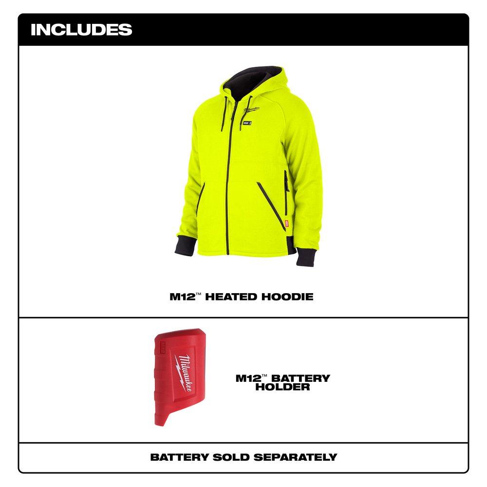 Milwaukee&reg; High Visibility Yellow Redlithium&trade; Polyester Heated Hoodie in High Visibility Yellow 