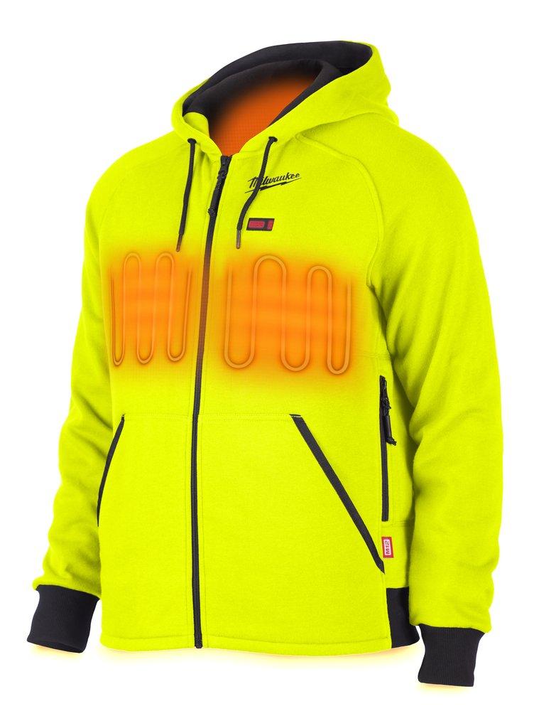 Milwaukee&reg; High Visibility Yellow Redlithium&trade; Polyester Heated Hoodie in High Visibility Yellow 