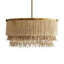 17 in. 60W 3-Light 1-Tier Incandescent Bohemian and Coastal Chandelier in Antique Brass with Natural