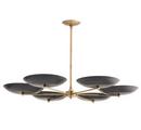 35 in. 40W 6-Light 1-Tier Incandescent Contemporary Chandelier in Antique Brass with Bronze