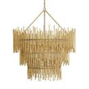 82 in. 25W 12-Light 3-Tier Incandescent Contemporary, Mid-century and Modern Chandelier in Gold Leaf