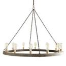 74 in. 40W 12-Light 1-Tier Incandescent Rustic and Transitional Chandelier in Grey Stained Wood with Rust