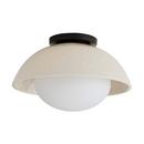 40W 1-Light Incandescent Flush Mount Ceiling Fixture in Blackened Steel with Ivory