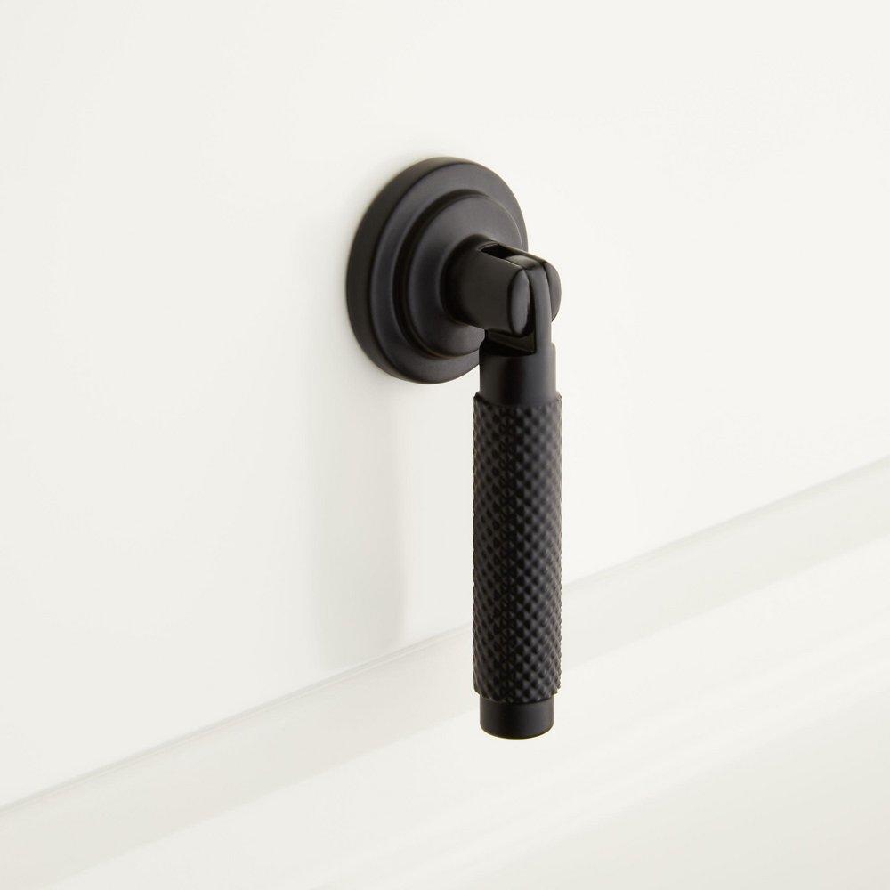 BRASS KNURLED DROP PULL BLACK 