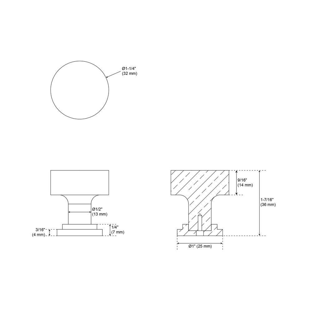 1 3/4 in. Brass Cabinet Knob in Satin Brass 