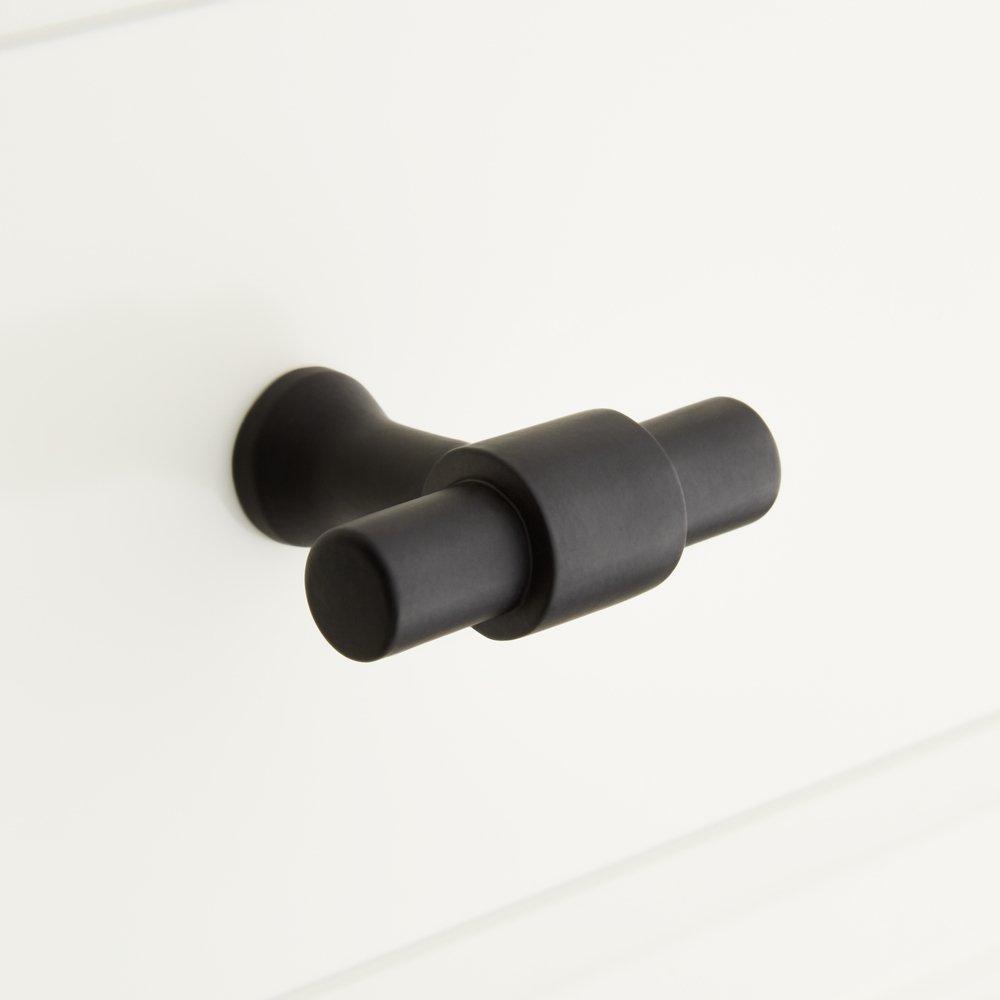 13/4 BRASS T KNOB BLACK 