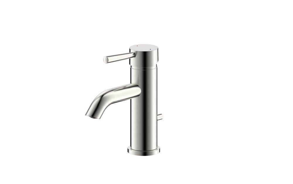 Single Handle Monoblock Bathroom Sink Faucet in Brushed Nickel 