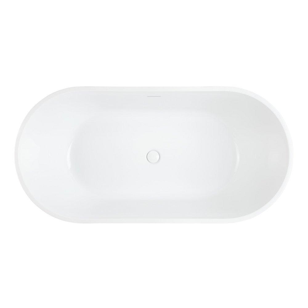 67 x 29-1/2 in. Freestanding Bathtub with Center Drain in White 