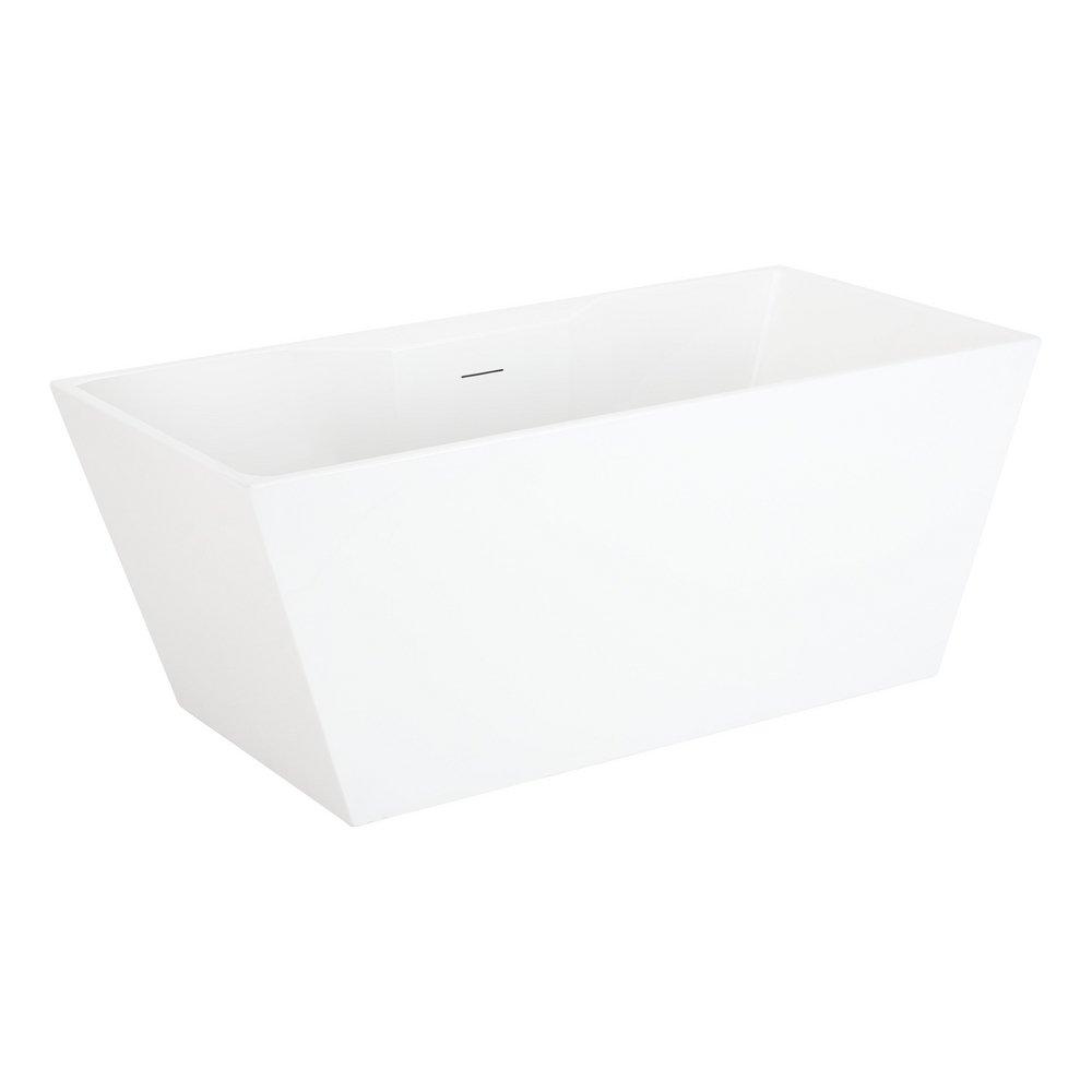 59 x 29-1/2 in. Freestanding Bathtub with Center Drain in White 