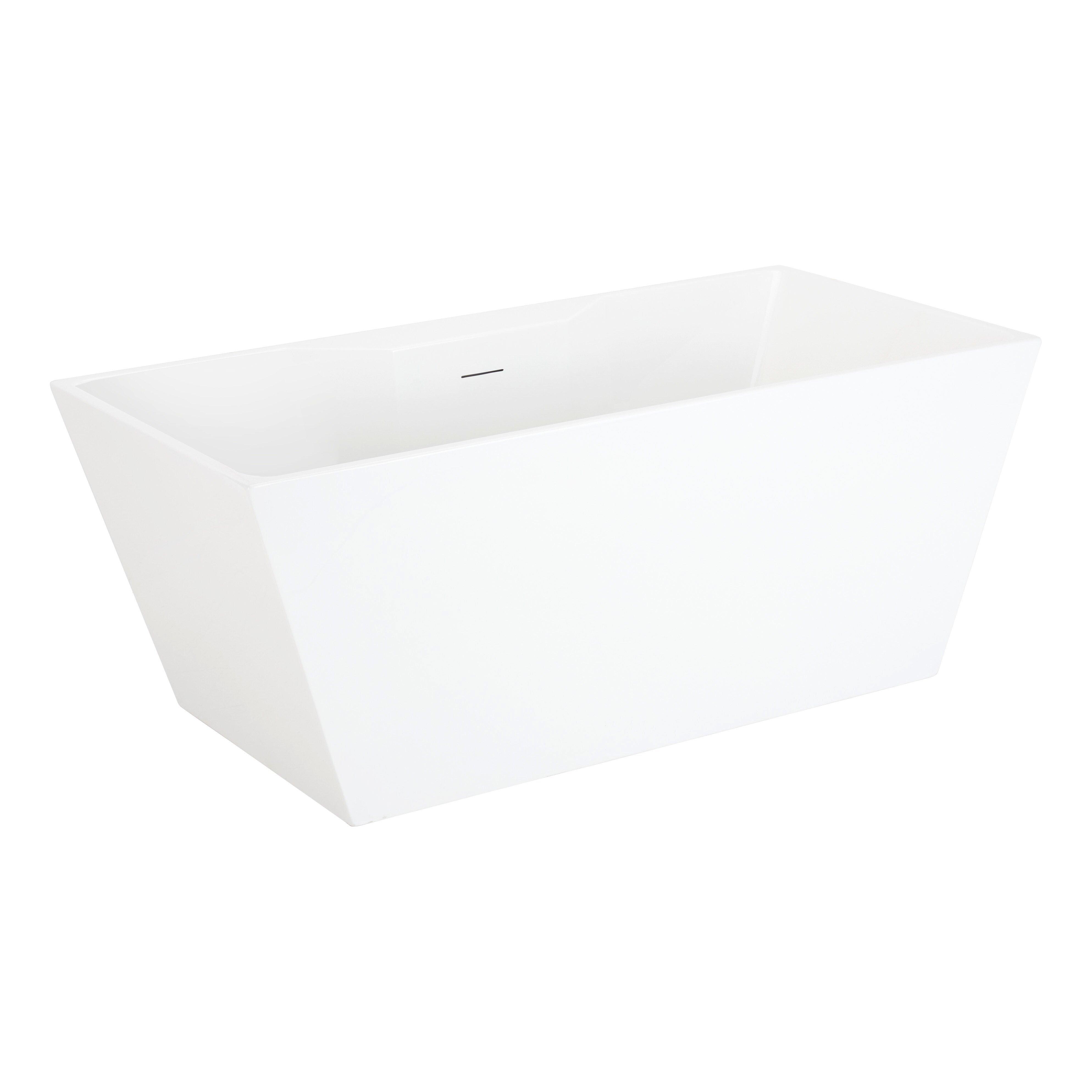 59 x 29-1/2 in. Freestanding Bathtub with Center Drain in White 