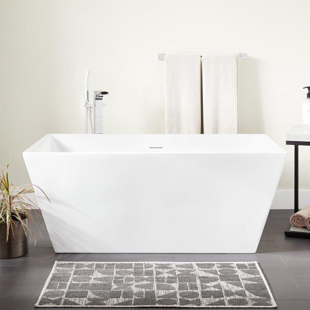 59 x 29 1/2 in. Rectangular Freestanding Bathtub with Center Drain 