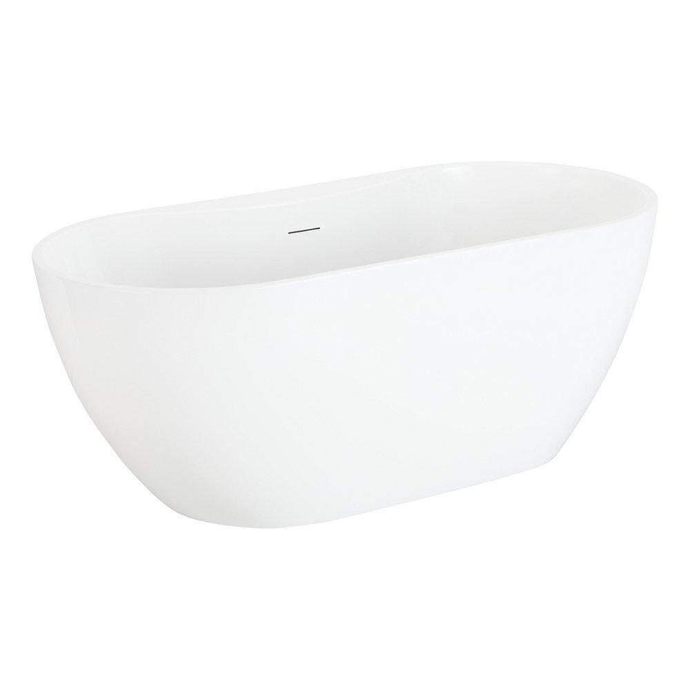 59 x 29-1/2 in. Freestanding Bathtub with Center Drain in White 