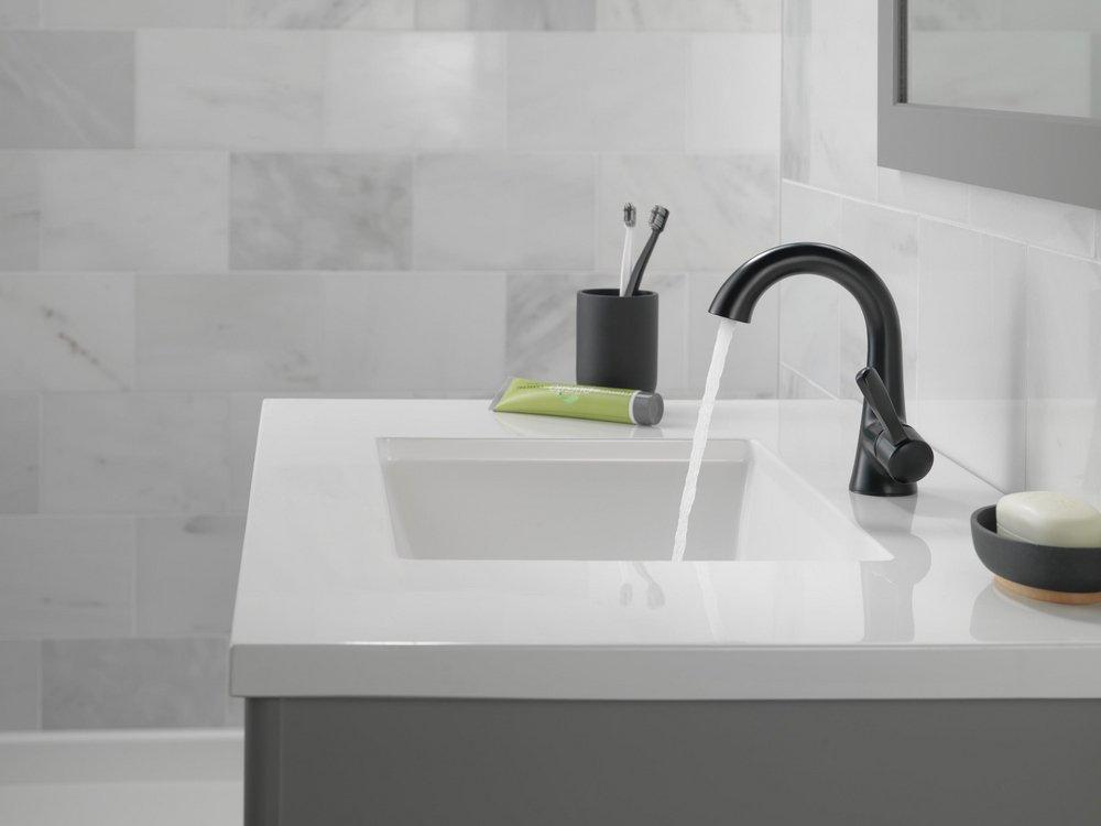 Delta Faucet Matte Black Single Handle Monoblock Bathroom Sink Faucet 