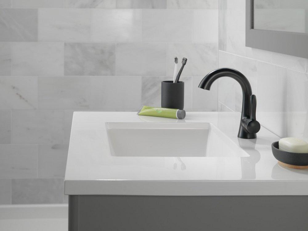 Delta Faucet Matte Black Single Handle Monoblock Bathroom Sink Faucet 